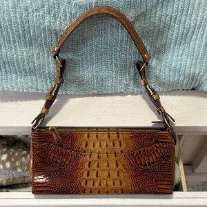 Brahmin Pecan Crocodile Embossed Shoulder Bag EUC